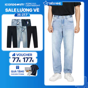 Quần jeans nam ICONDENIM, quần bò ống đứng, dáng suông, công nghệ Lightweight siêu nhẹ, chống nhăn tốt ICON105