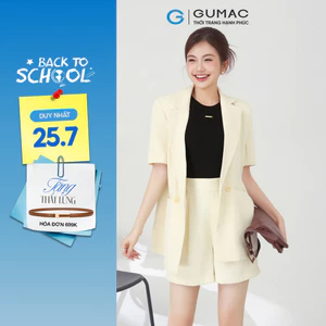Set Lẻ Áo Khoác Blazer Nữ GUMAC Nút Gỗ Thanh Lịch OWF03028 Phối Quần Shorts Nữ Chiết Ly Thời Trang SHF03037