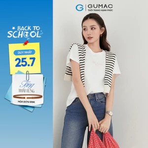 Áo thun nữ GUMAC cánh dơi form suông thoải mái thêu art ATF09005