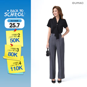 Quần Ống Suông Nữ 98cm GUMAC Quần Tây Công Sở Lưng Cao May Ly Chất Xược Hàn Cạp Cao Tôn Dáng LQF0714