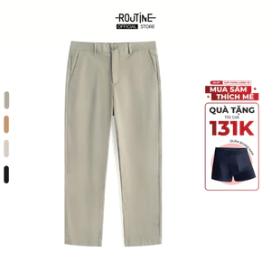 Quần Kaki Nam Premium Ống Ôm Trơn Form Slim Cropped - Routine 10S24PCA001P