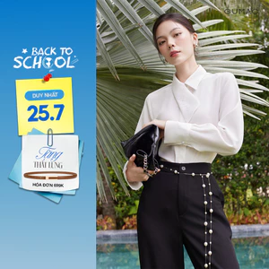 Áo Sơ Mi Nữ GUMAC Form Suông Rộng Cổ Kiểu Dài Lệch Nẹp Khuy Giấu Hiện Đại Đính Nút Đá Sang Trọng AE10058