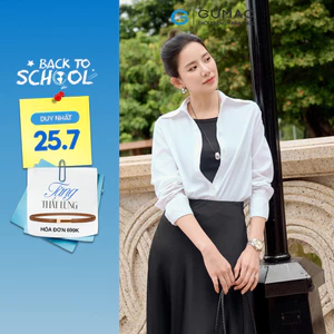 Áo mi nữ GUMAC tay dài màu trắng công sở chất liệu kate thun thoáng mát  AF07024