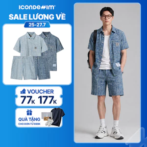 Set Đồ Jacquard Jean Nam ICONDENIM Tay Ngắn Form Regular SEID0075