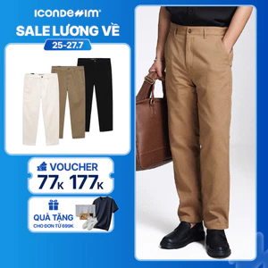 Quần kaki nam ICONDENIM, quần dài ống suông che khuyết điểm chân tôn dáng, chất vải kaki cao cấp bền màu QKID0026