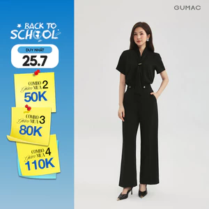 Quần Tây Nữ GUMAC Form Ống Thẳng 28cm Tôn Dáng Lưng Cao Phối Nút Kim Loại Thanh Lịch QG03020