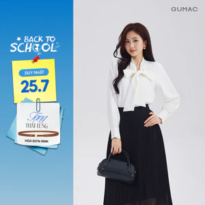 Áo Sơ Mi Nữ GUMAC Áo Kiểu Lụa Ý Tay Dài Cổ Thắt Nơ Form Suông Công Sở Thanh Lịch AF07029