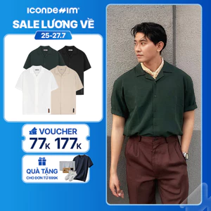 Áo Sơ Mi Linen Nam ICONDENIM Tay Ngắn Cuban CigarCraft Form Relaxed SMID0194