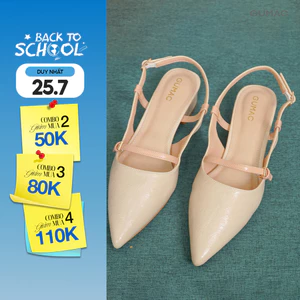 Giày Cao Gót Nữ GUMAC Đế Vuông 3cm Mũi Nhọn Quai Hậu Slingback Chất Da Đi Làm Đi Tiệc GF04055