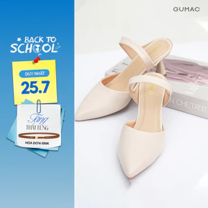 Giày Sục Nữ GUMAC Thiết Kế Mũi Nhọn Quai Hậu Cách Điệu Gót Trụ GE04059