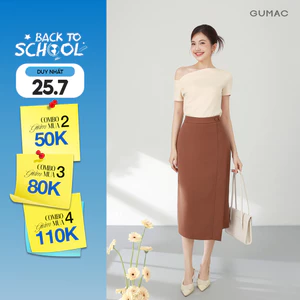 Chân Váy Dáng Suông Nữ GUMAC Chân Váy Công Sở Tà Đắp Xẻ Sau Lưng Cao Thiết Kế Thanh Lịch LVE1106