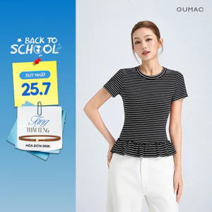 Áo Thun Nữ GUMAC Form Ôm Cổ Tròn Tay Ngắn Lai Bèo Nữ Tính Phù Hợp Đi Làm Đi Chơi Hằng Ngày  LATG06043
