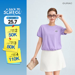 Áo Thun Nữ Gmorning - GUMAC Form Bí Cổ Tròn Hình Thêu Trước Ngực Tinh Tế Nổi Bật YATG06002