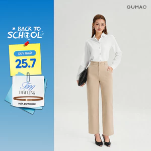 Quần Tây Nữ GUMAC Ống Suông Túi Xéo Nút Bọc Mắt Cáo Có Đỉa Thiết Kế Thanh Lịch Dễ Phối Đồ LQG07078