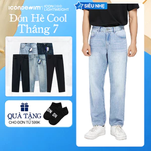 Quần jeans nam ICONDENIM, quần bò ống đứng, dáng suông, công nghệ Lightweight siêu nhẹ, chống nhăn tốt ICON105