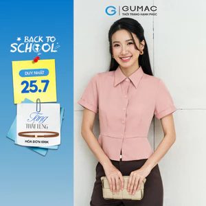 Áo Kiểu Nữ GUMAC Áo Sơ Mi Công Sở Dáng Lửng Ôm Eo Tôn Dáng Thanh Lịch Vải Chéo Ý LAF0518