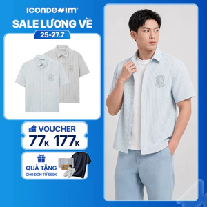 Áo Sơ Mi Nam ICONDENIM Tay Ngắn Campus League Form Boxy SMID0388