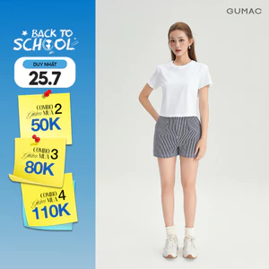 Quần short form A Gmorning - GUMAC chất liệu sọc denim ống rộng túi hàm ếch YSHG07015