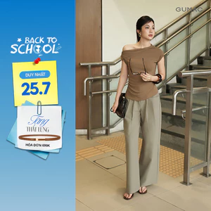 Quần Kaki Nữ Gmorning - GUMAC Ống Rộng Xếp Ly Túi Tam Giác Một Lớp Dễ Phối Đồ Đi Làm Đi Chơi YQJG06023