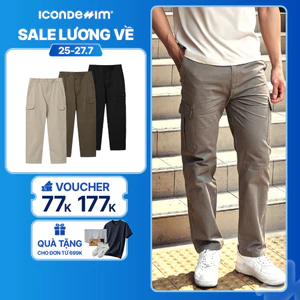 Quần Kaki Túi Hộp Nam ICONDENIM Form Ống Suông, Tag Kim Loại ICDN Cá Tính QKID0042