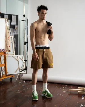 SSMA SPLATTER KHAKI SHORTS - BROWN