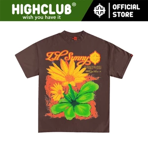 Áo Thun LIL SUNNY Tay Lỡ Unisex Nam/Nữ màu NÂU Cổ Tròn PHỐI CỔ - HIGHCLUB Brand Chính Hãng