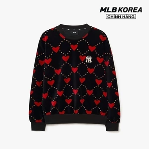 MLB - Áo sweatshirt nữ cổ tròn tay dài Heart Front Pattern Velvet Jacquard_3FMTH0336-50BKS