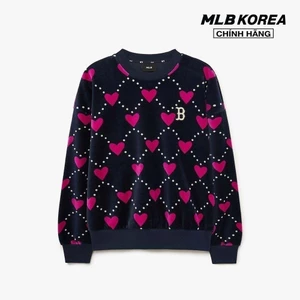MLB - Áo sweatshirt nữ cổ tròn tay dài Heart Front Pattern Velvet Jacquard_3FMTH0336-43NYD