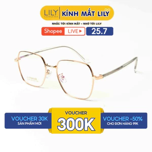 Gọng kính mắt nam nữ LILYEYEWEAR chất liệu Titan cao cấp nhẹ nhàng chắc chắn màu sắc và kiểu dáng thời trang 3087KOR
