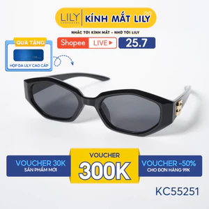 Kính mát thời trang nam nữ LILYEYEWEAR chất liệu nhựa cao cấp, mắt kính chống UV400, kiểu dáng màu sắc hiện đại KC55251