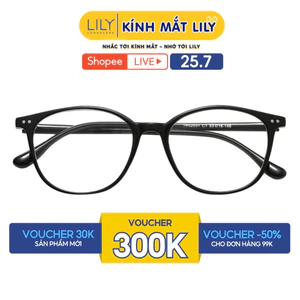 Gọng kính mắt oval nam nữ LILYEYEWEAR chất liệu nhựa cao cấp chắc chắn, kiểu dáng hiện đại màu sắc thời trang 52031KOR