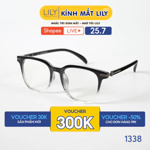 Gọng kính mắt vuông nam nữ LILYEYEWEAR chất liệu nhựa cứng cao cấp chắc chắn, hiện đại kiểu dáng thời trang 1338