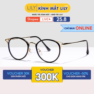 Gọng kính mắt mèo nữ Lilyeyewear nhựa phối kim loại thiết kế phong cách phụ kiện thời trang 9002329