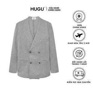 Áo blazer vest nam dài tay thời trang Grey HUGU form rộng  chất vải fresco cao cấp thoáng mát