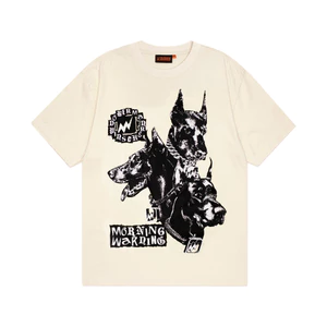 Áo thun Morning Warning Dobermann V2 - Cream - Áo Thun Unisex Form Rộng Tay Lỡ Oversize Local Brand