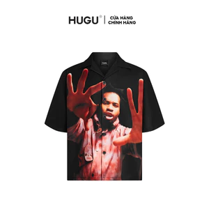 Áo sơ mi nam tay ngắn cuban shirt local brand HUGU - UNBEATEN - cổ áo danton, vải lụa, form regular, in chuyển nhiệt