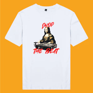 Áo thun cotton 100% unisex, phong cách thời trang in hình Mona Lisa Drop the beat
