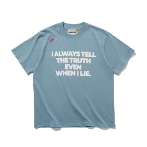 Áo thun THE TRUTH form Boxy tay lỡ HIGH CLUB - Màu powder blue/ cream