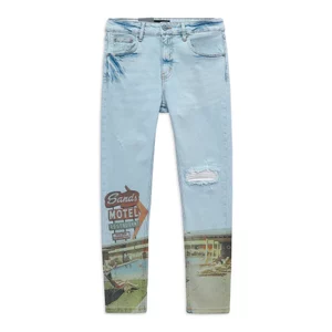 Quần Jean Nam Skinny Tropical Printed Legs, Chất Vải Cotton Pha Spandex Thoải Mái, QJ0080, SOME HOW STORE