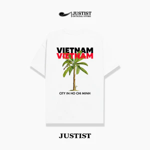 Áo thun JUSTISTCOCONUT TREE Ngắn Cổ Tròn chất cotton TSJT044