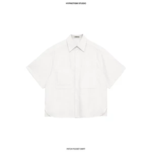 HYPNOTISM |'PATCH POCKETS SHIRT' Áo sơ mi tay ngắn 3 túi vuông form oversize chất poplin cotton dày dặn