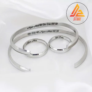[Khắc theo yêu cầu] Vòng Cuff DW v1 unisex cặp đôi thép không gỉ 316L [Bảo hành 5 năm]