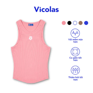 Áo thun nữ ba lỗ Vicolas Black Pink co giãn - VICO14