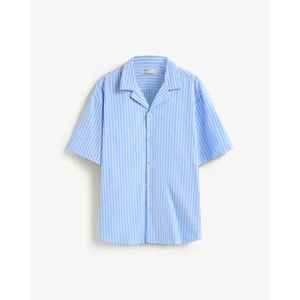 Áo Sơ Mi Nam Ngắn Tay Vải Cotton Kẻ Sọc Cổ Curban Form Loose - Routine 10S25SHS005