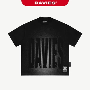 Áo thun hiphop in chữ full mặt trước DAVIES form rộng tay ngắn màu đen nam, nữ Flash Tee| D-T27