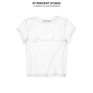 Áo Thun Vải Xuyên Thấu 67 PERCENT / 67% In Chữ Form Baby Tee Unisex - GINZA BABY TEE