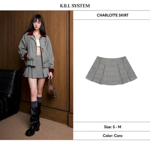 [BẢN THƯỜNG] Chân váy kẻ sọc Charlotte xếp ly có quần bảo hộ Kill System