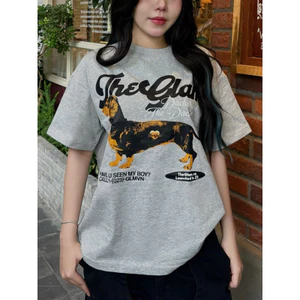 TheGlam CHÍNH HÃNG - Áo Chó Lạp Xưởng - Áo Thun Form Boxy Xám tiêu/Trắng UNISEX DOG "DACHSHUND" - TS04-15.16