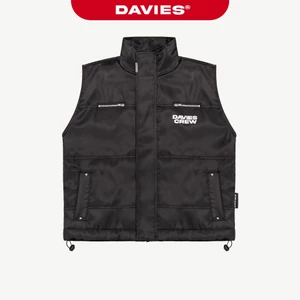 Áo khoác gile nam nữ hiphop DAVIES họa tiết chần phao khóa kéo logo inox in chữ Davies Crew Puffer Vest| D-AK15