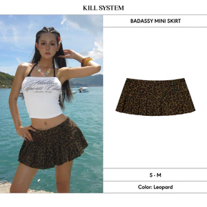 Chân váy ngắn cạp trễ da beo xếp ly BADASSY - 𝐊𝐈𝐋𝐋 𝐒𝐘𝐒𝐓𝐄𝐌
